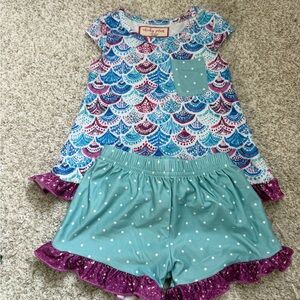 Cheeky Plum Blue and Purple Scallop Pajama Set